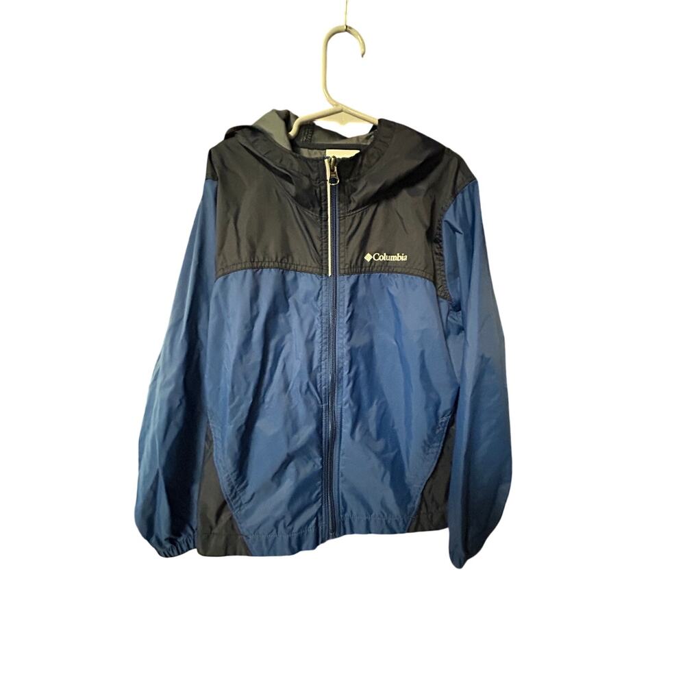 Small Kids Columbia Glennaker blue windbreaker zip up jacket with hood